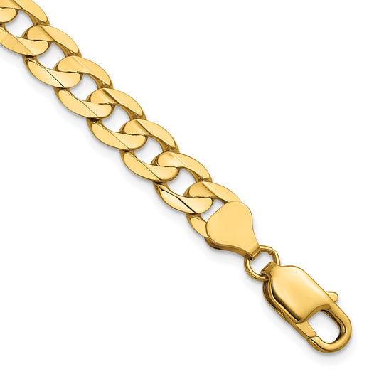 14K 7.5mm Open Concave Curb with Lobster Clasp Chain