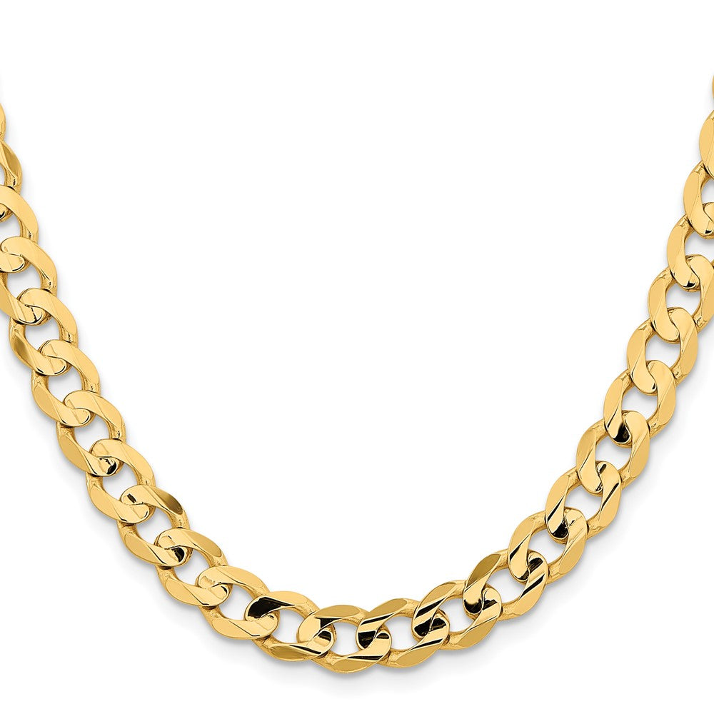 14K 8.5mm Open Concave Curb with Lobster Clasp Chain