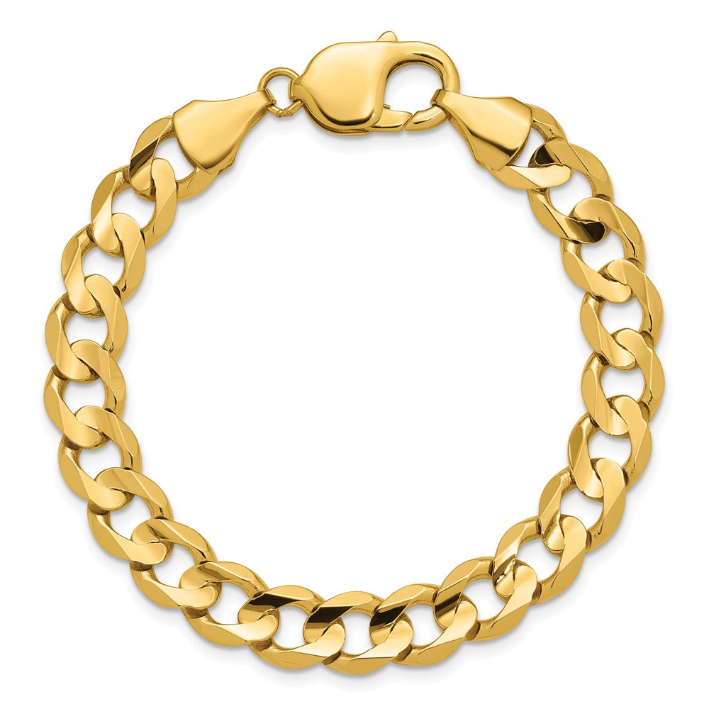 14K 8.5mm Open Concave Curb with Lobster Clasp Chain