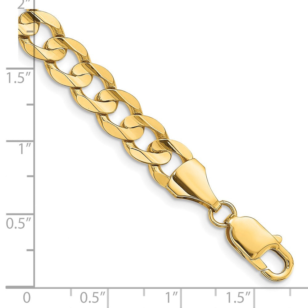 14K 8.5mm Open Concave Curb with Lobster Clasp Chain