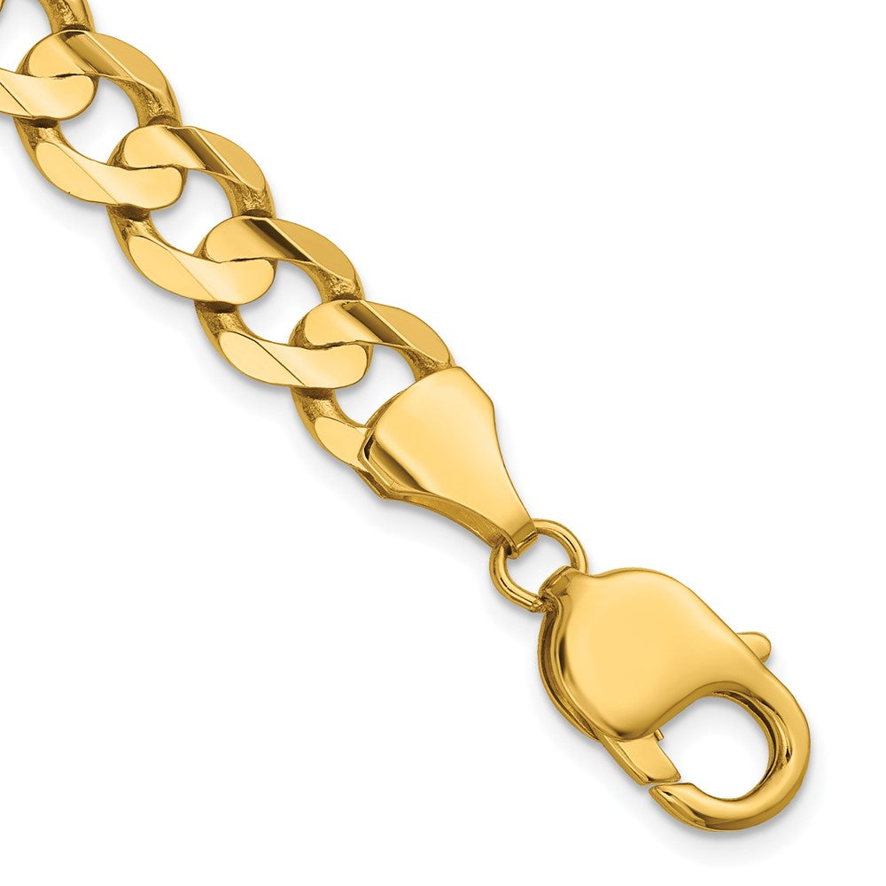14K 8.5mm Open Concave Curb with Lobster Clasp Chain
