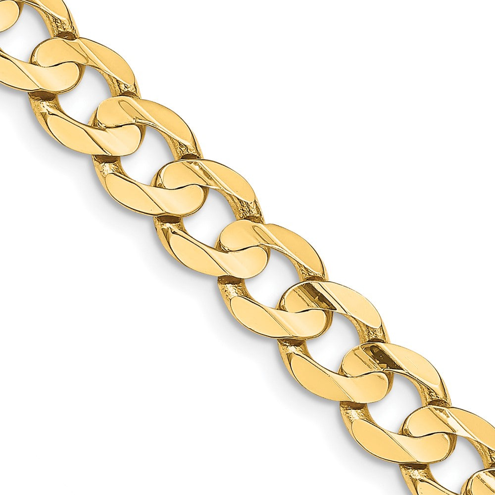 14K 8.5mm Open Concave Curb with Lobster Clasp Chain