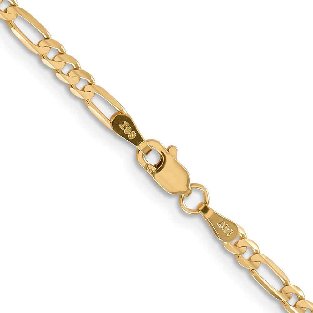 14K 3mm Concave Open Figaro with Lobster Clasp Chain