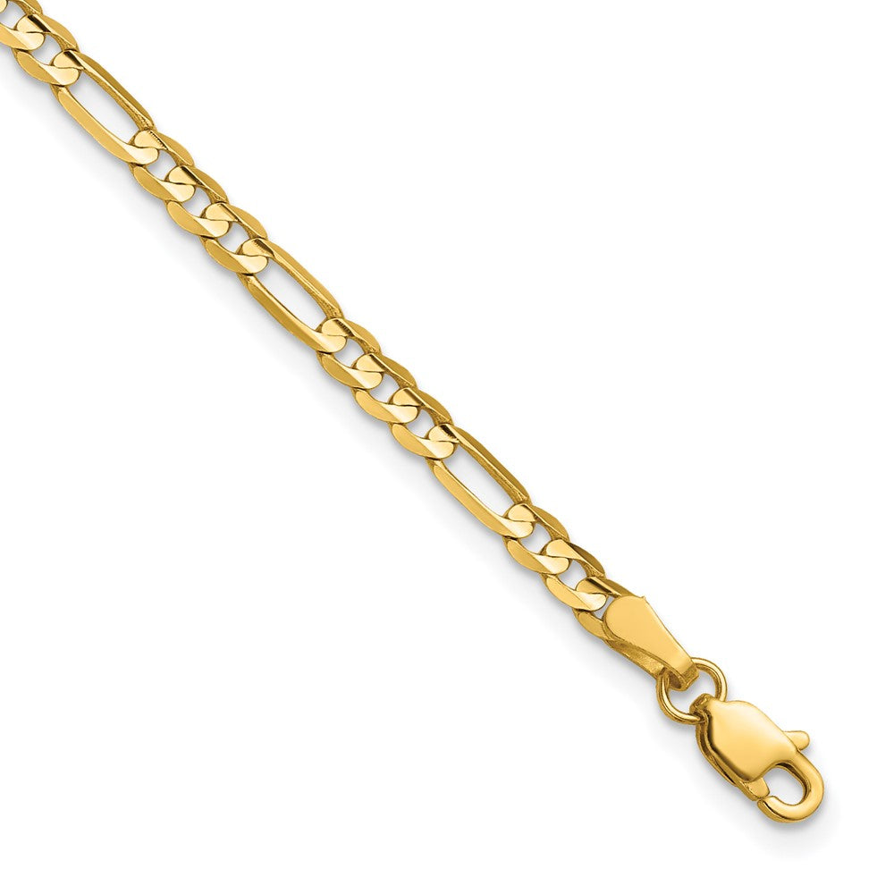 14K 3mm Concave Open Figaro with Lobster Clasp Bracelet