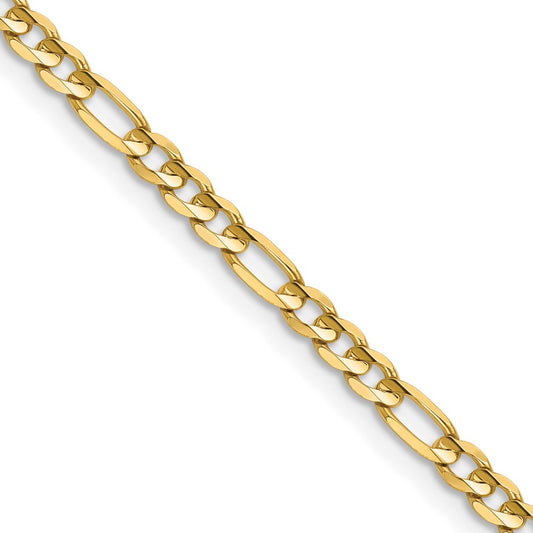 14K 3mm Concave Open Figaro with Lobster Clasp Chain