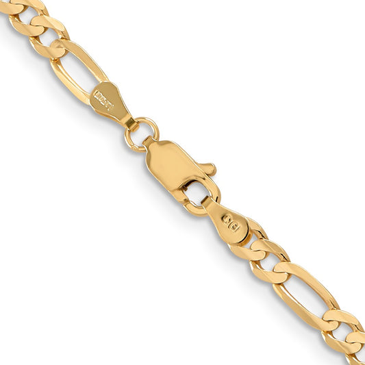 14K 4mm Concave Open Figaro with Lobster Clasp Chain