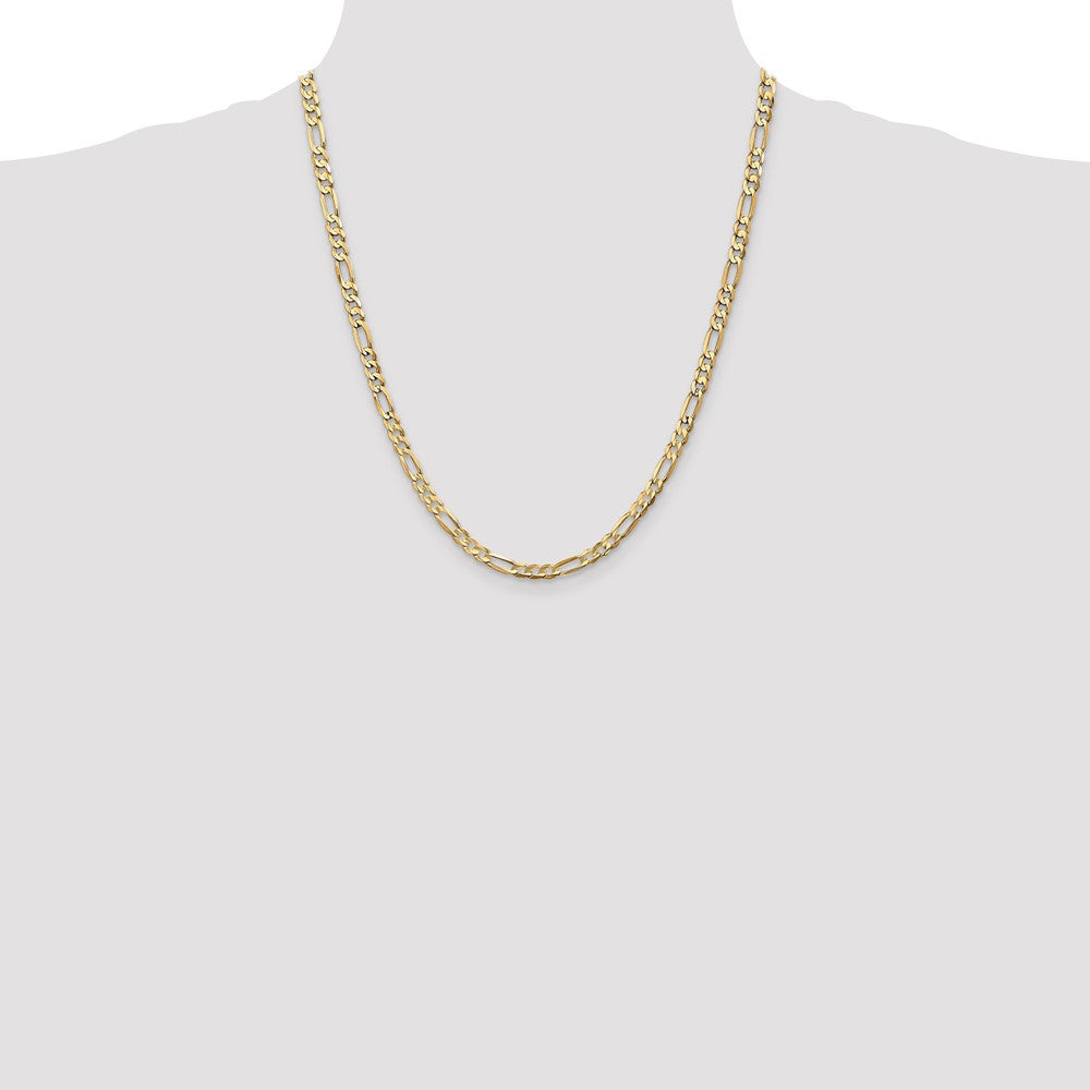 14K 4.5mm Concave Open Figaro with Lobster Clasp Chain