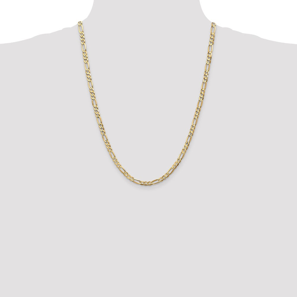 14K 4.5mm Concave Open Figaro with Lobster Clasp Chain