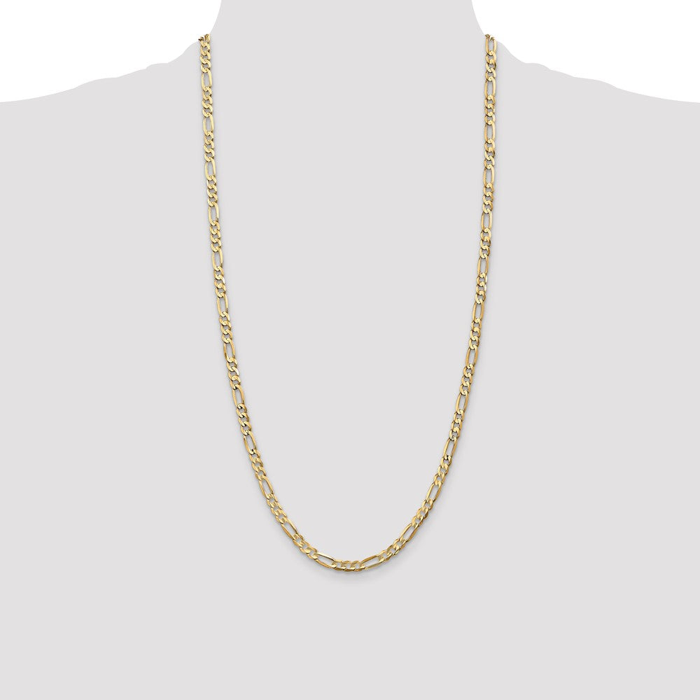 14K 4.5mm Concave Open Figaro with Lobster Clasp Chain