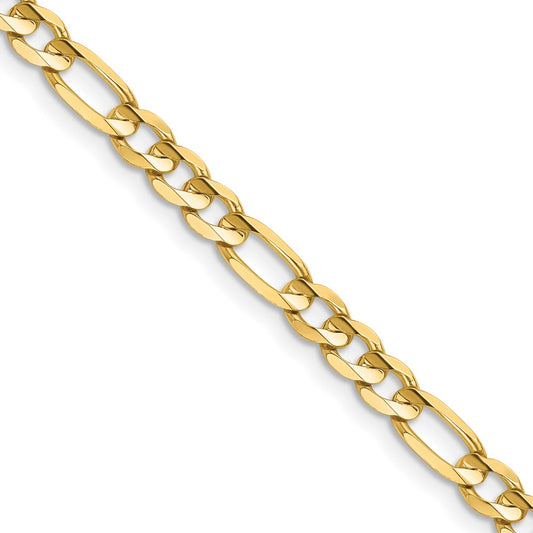 14K 4.5mm Concave Open Figaro with Lobster Clasp Chain
