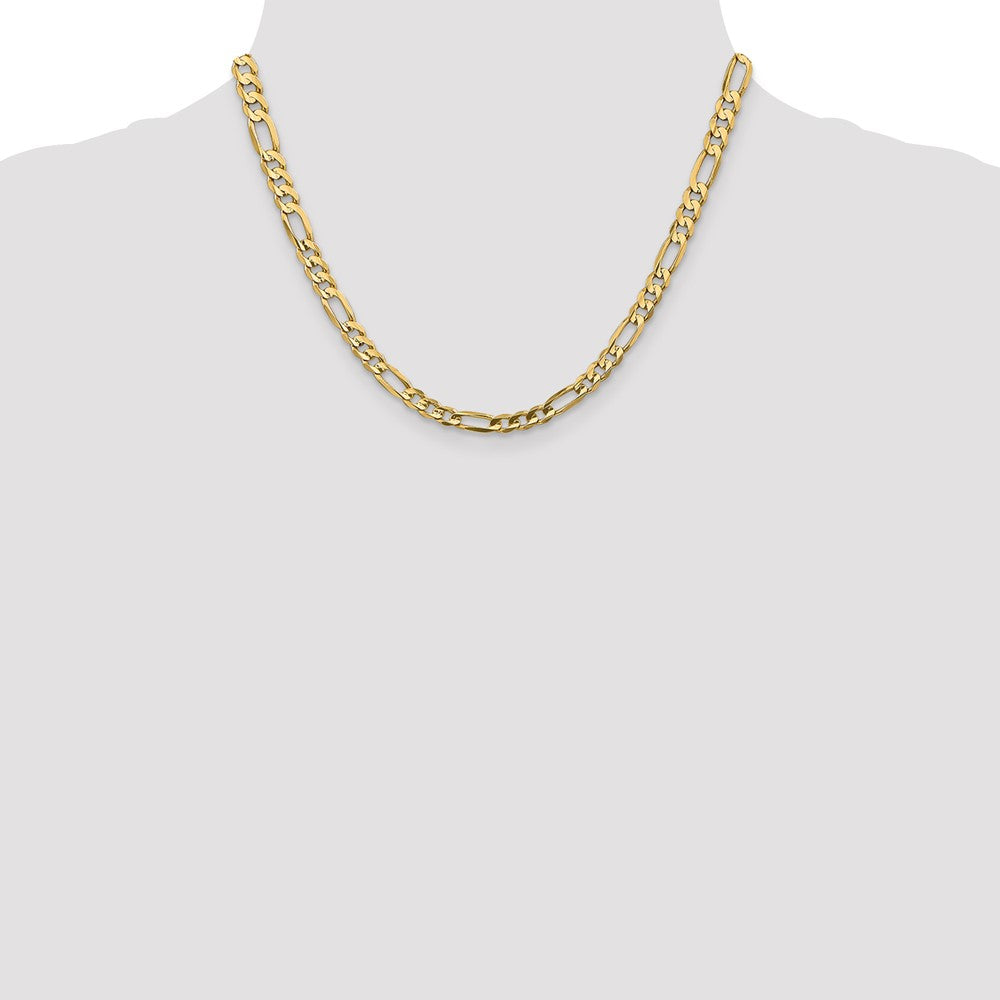 14K 5.5mm Concave Open Figaro with Lobster Clasp Chain