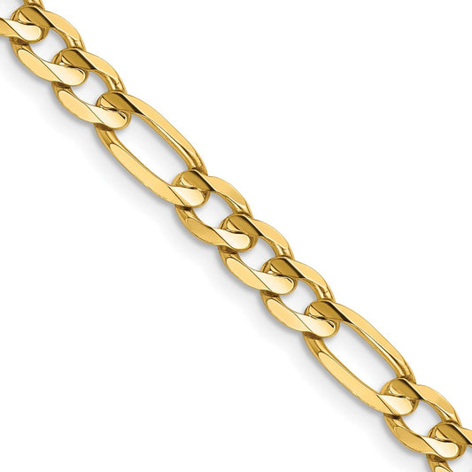 14K 5.5mm Concave Open Figaro with Lobster Clasp Chain