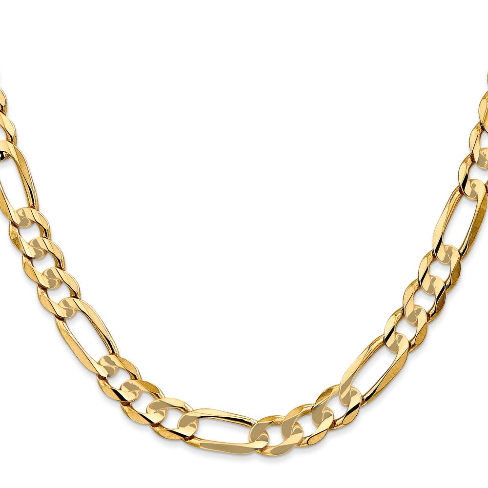 14K 6.75mm Concave Open Figaro with Lobster Clasp Chain