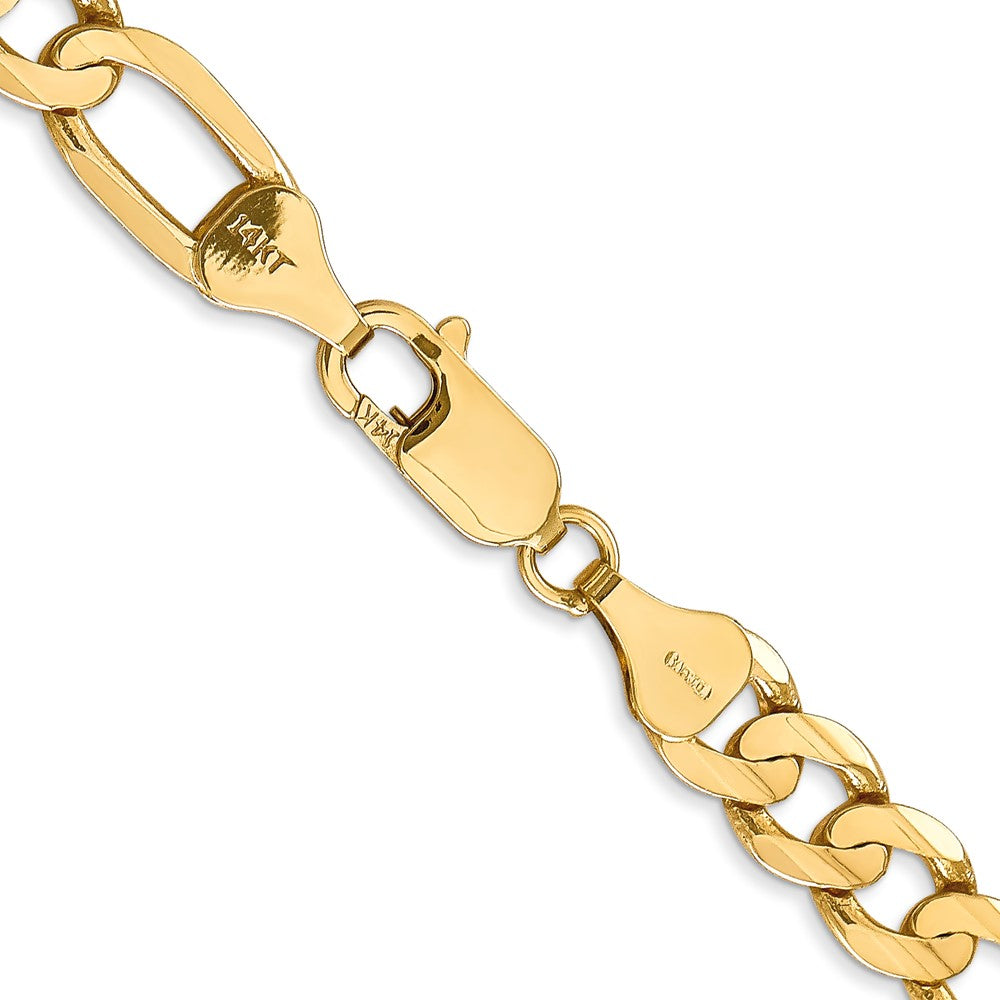 14K 6.75mm Concave Open Figaro with Lobster Clasp Chain