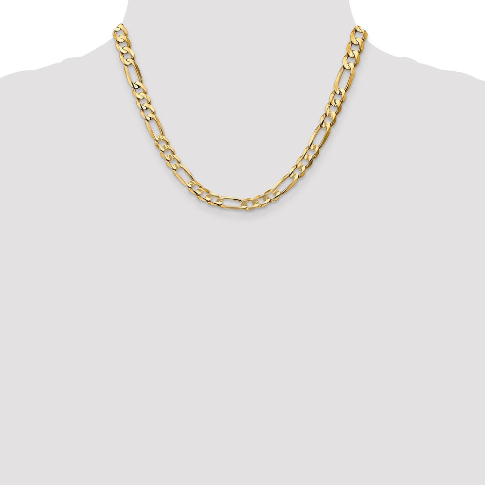14K 6.75mm Concave Open Figaro with Lobster Clasp Chain