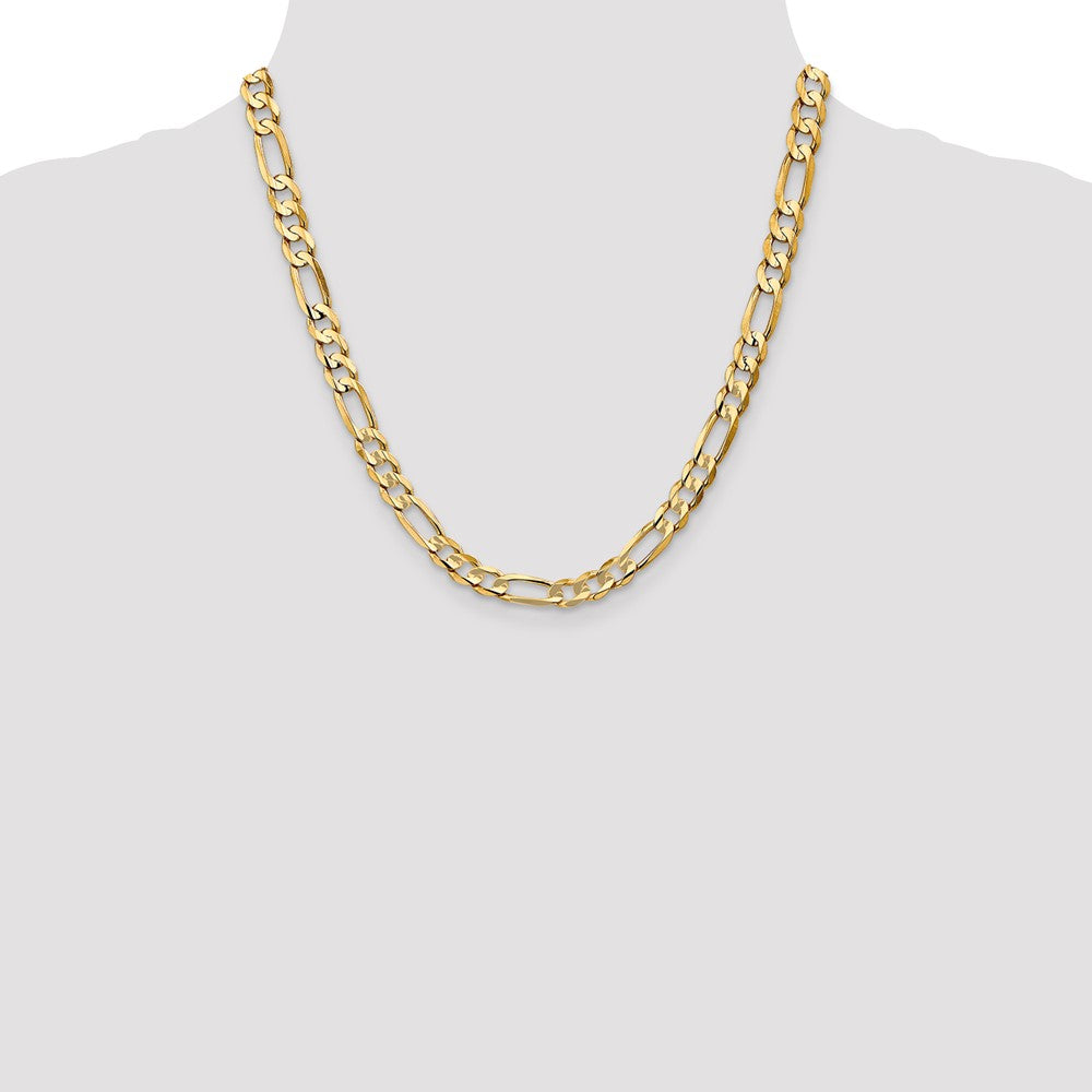 14K 6.75mm Concave Open Figaro with Lobster Clasp Chain