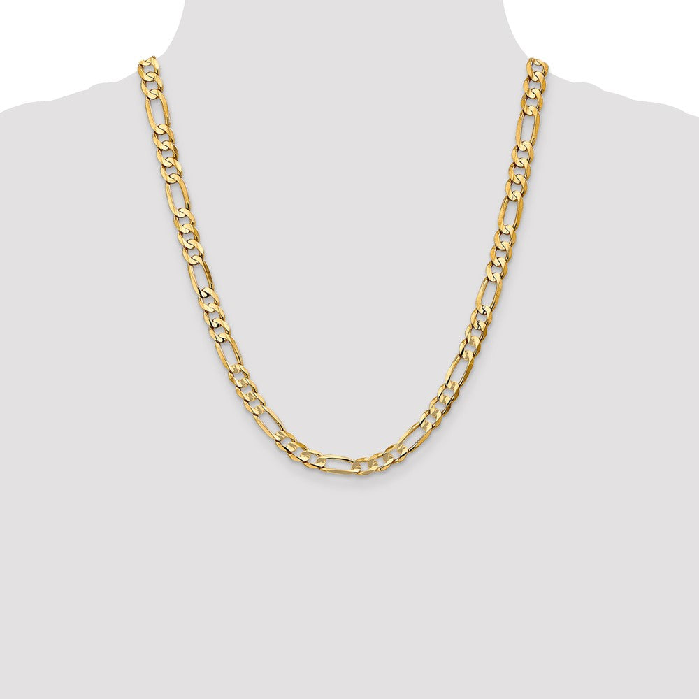 14K 6.75mm Concave Open Figaro with Lobster Clasp Chain
