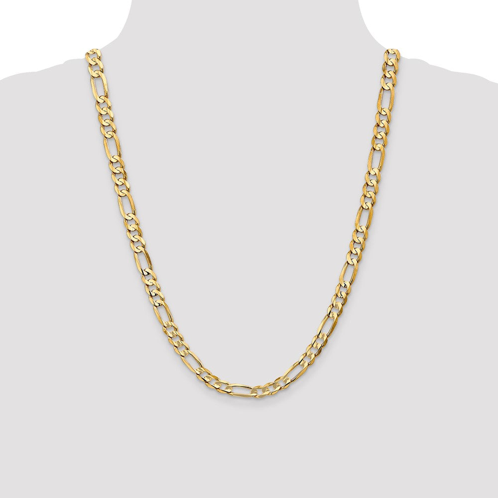 14K 6.75mm Concave Open Figaro with Lobster Clasp Chain