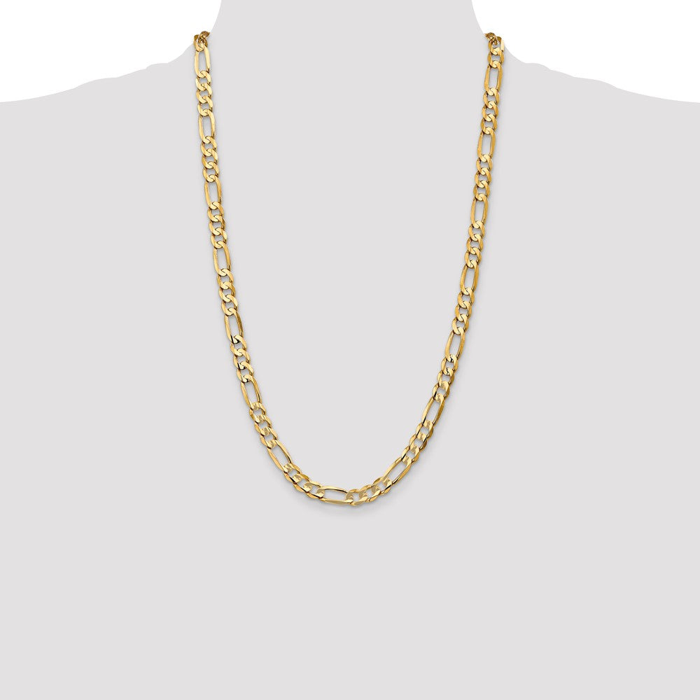 14K 6.75mm Concave Open Figaro with Lobster Clasp Chain