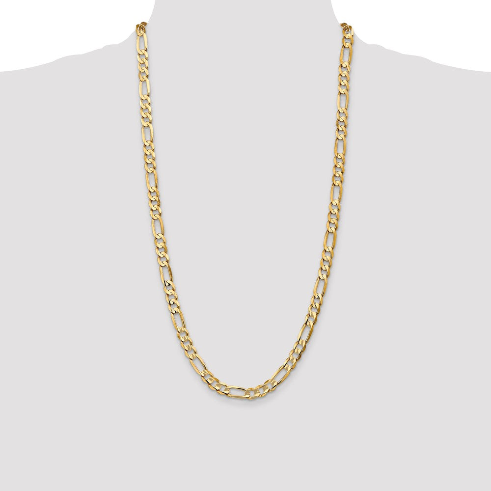 14K 6.75mm Concave Open Figaro with Lobster Clasp Chain