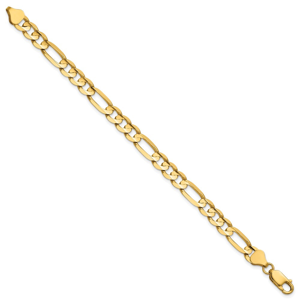 14K 6.75mm Concave Open Figaro with Lobster Clasp Chain