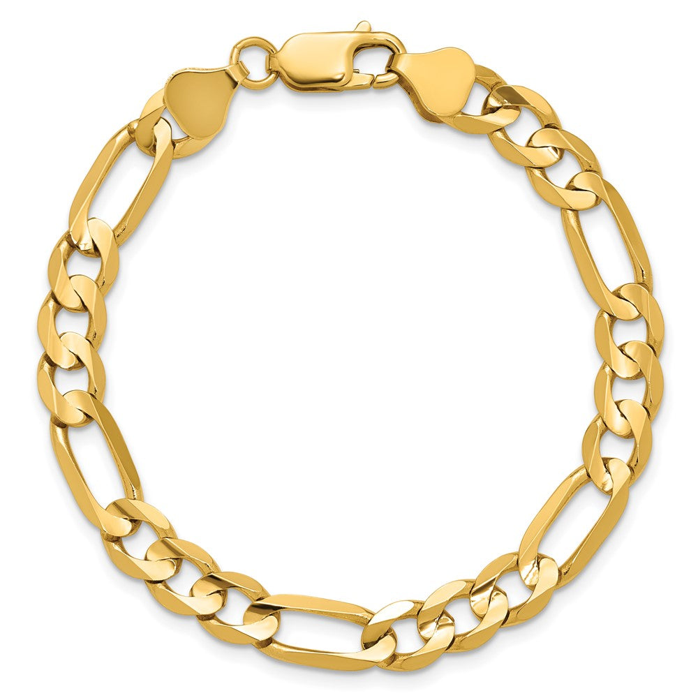 14K 6.75mm Concave Open Figaro with Lobster Clasp Chain