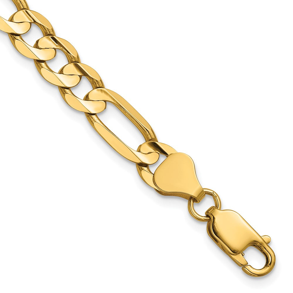 14K 6.75mm Concave Open Figaro with Lobster Clasp Chain