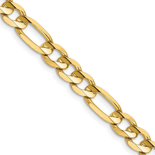 14K 6.75mm Concave Open Figaro with Lobster Clasp Chain