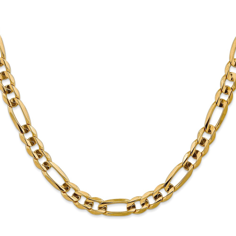 14K 7.5mm Concave Open Figaro with Lobster Clasp Chain