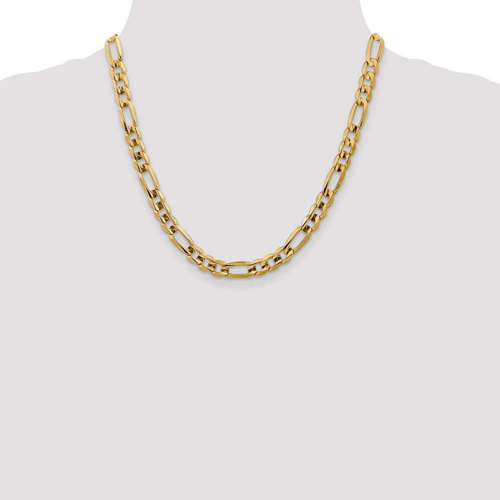 14K 7.5mm Concave Open Figaro with Lobster Clasp Chain