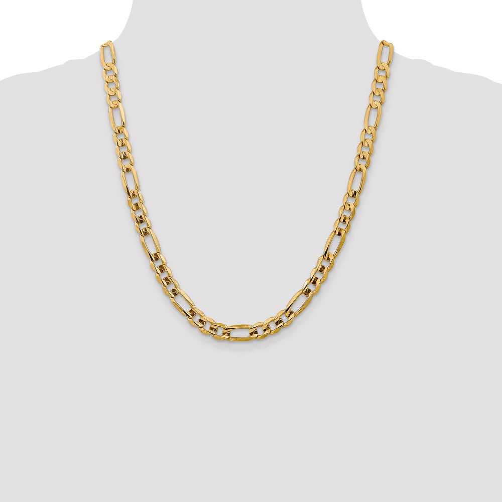 14K 7.5mm Concave Open Figaro with Lobster Clasp Chain