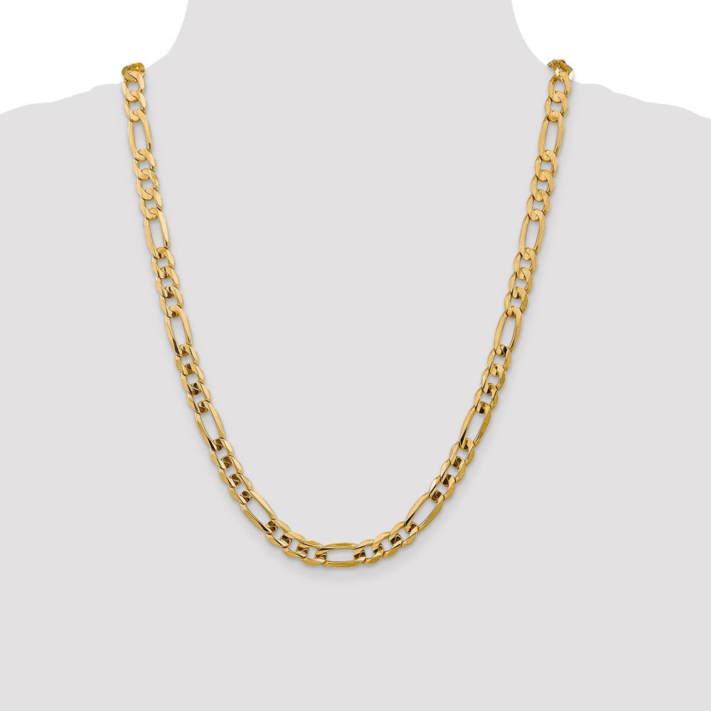 14K 7.5mm Concave Open Figaro with Lobster Clasp Chain