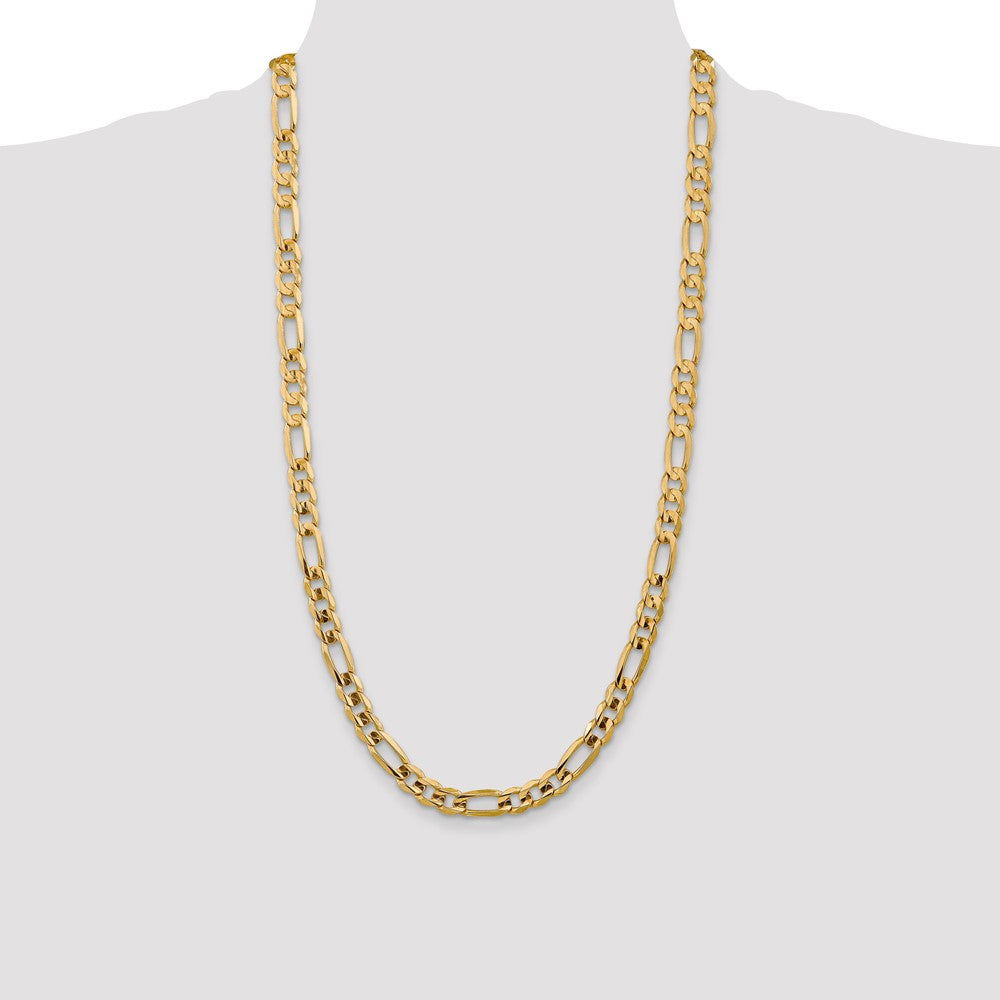 14K 7.5mm Concave Open Figaro with Lobster Clasp Chain