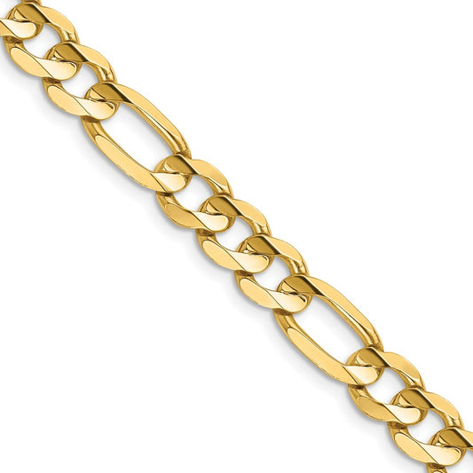 14K 7.5mm Concave Open Figaro with Lobster Clasp Chain