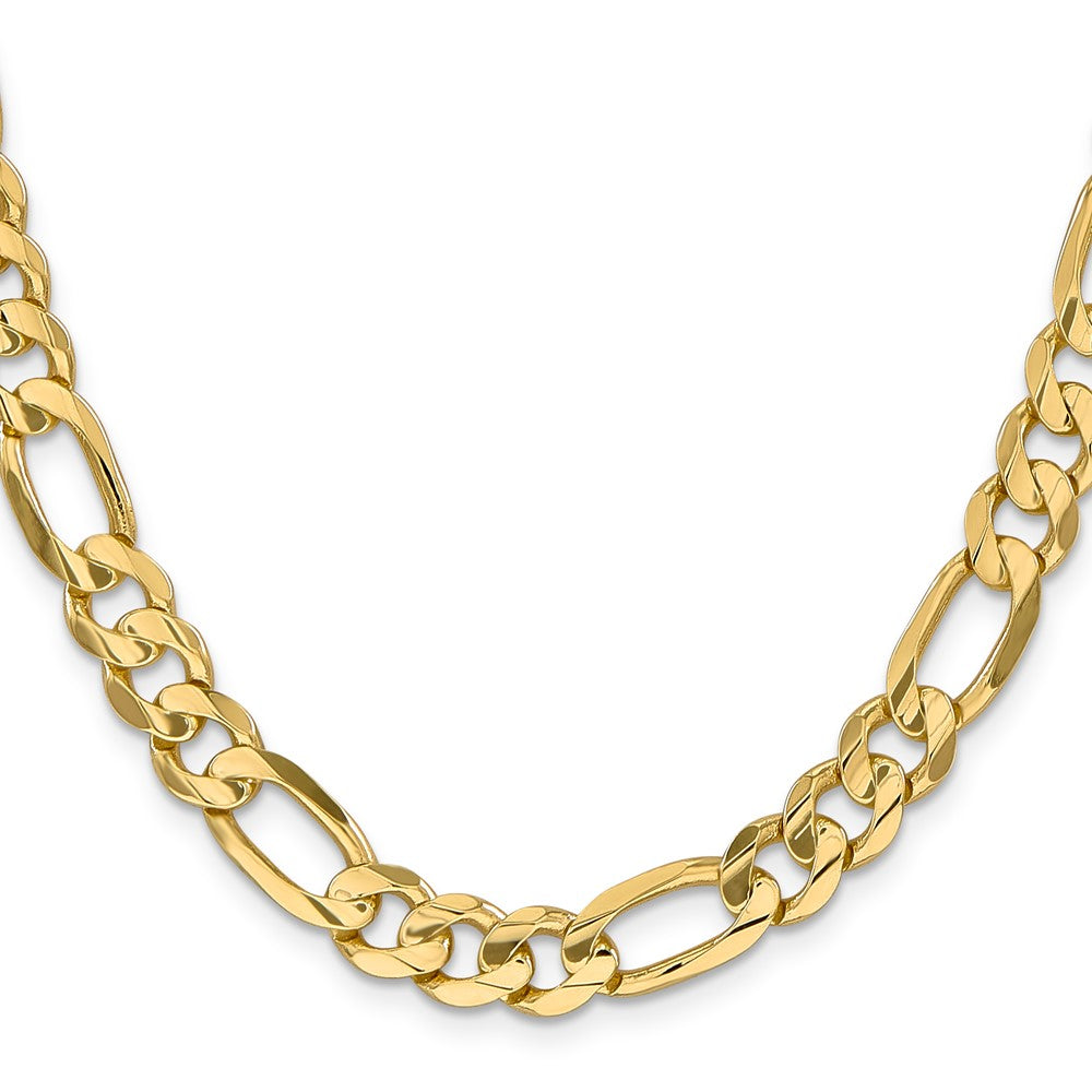 14K 8.75mm Concave Open Figaro with Lobster Clasp Chain