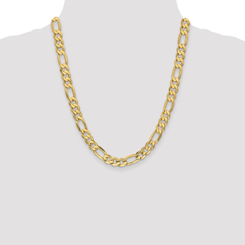 14K 8.75mm Concave Open Figaro with Lobster Clasp Chain