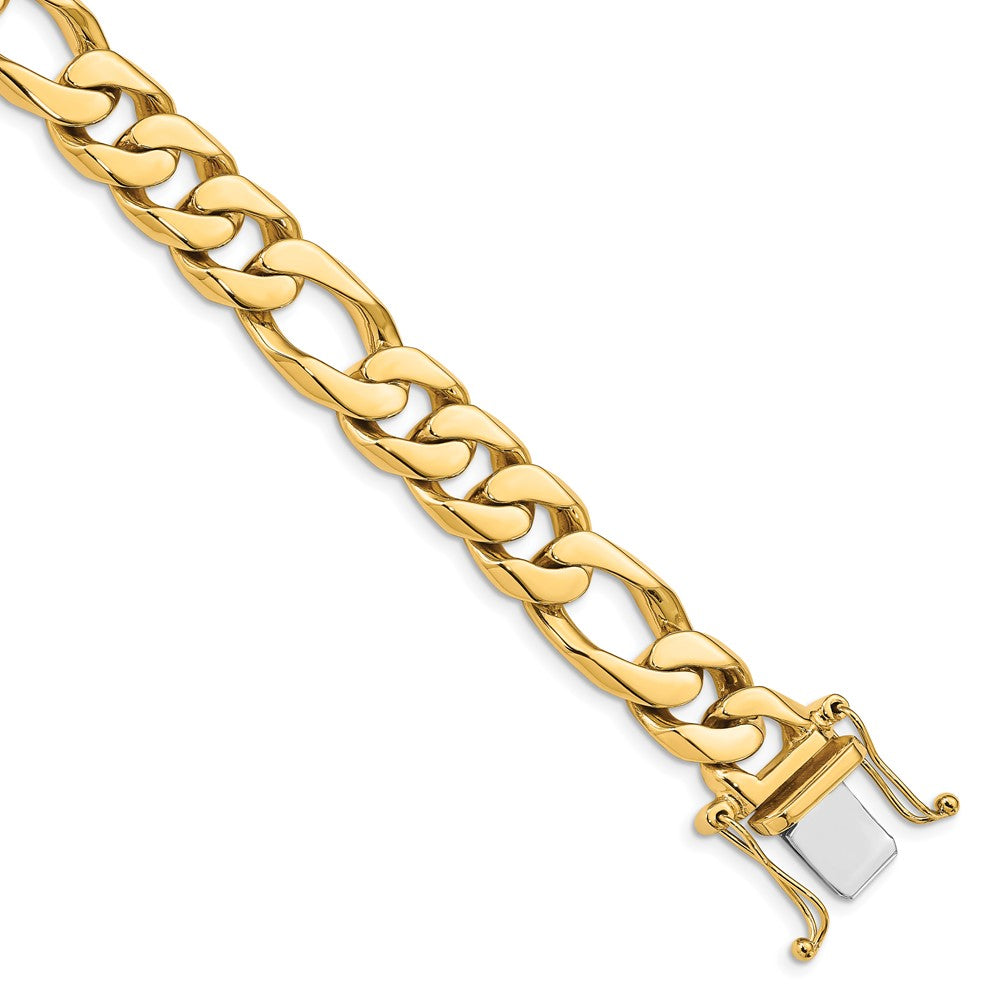 14K 10mm Hand Polished Figaro Link with Box Catch Clasp Chain