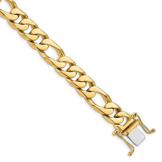14K 10mm Hand Polished Figaro Link with Box Catch Clasp Chain