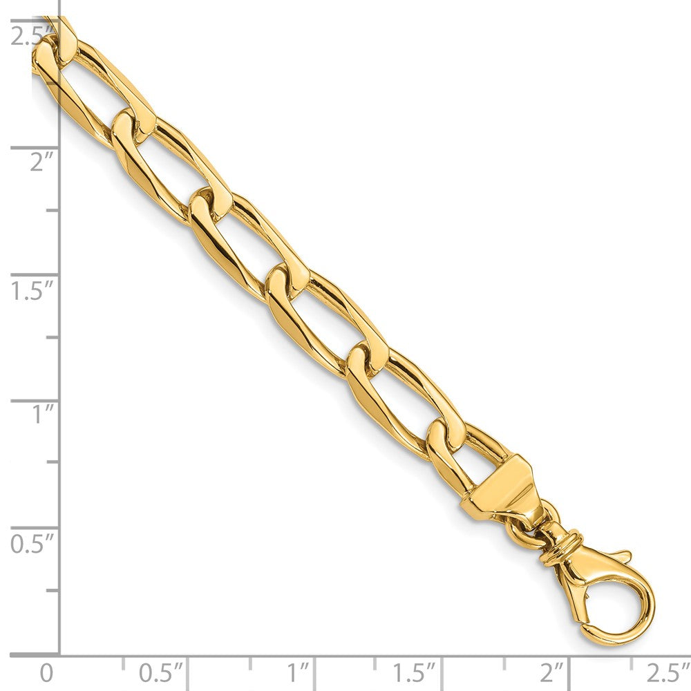 14K 6.5mm Hand Polished Fancy Open Link with Fancy Lobster Clasp Chain