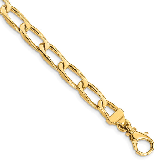 14K 6.5mm Hand Polished Fancy Open Link with Fancy Lobster Clasp Chain