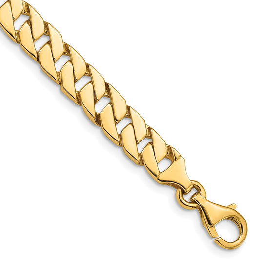 14K 7.4mm Hand Polished Fancy Link with Fancy Lobster Clasp Chain