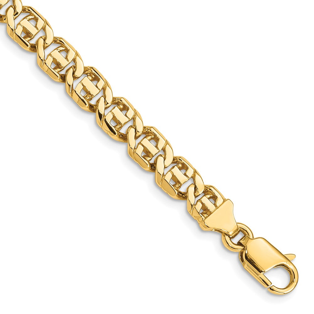 14K 6.75mm Hand Polished Fancy Link with Lobster Clasp Chain