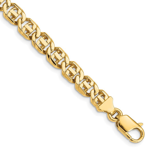 14K 6.75mm Hand Polished Fancy Link with Lobster Clasp Chain