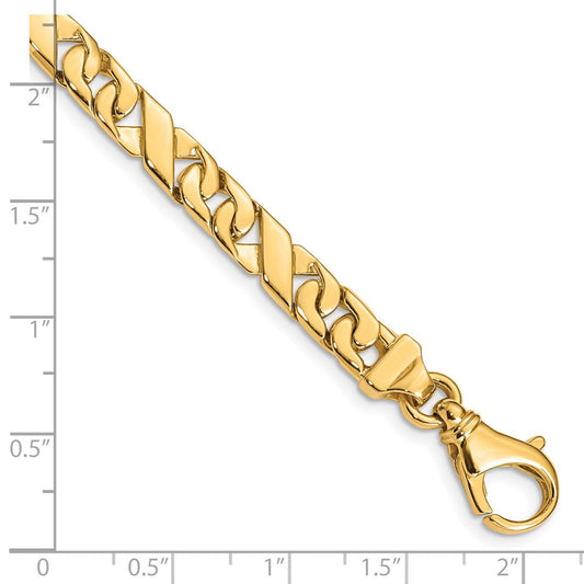 14K 6.7mm Hand Polished Fancy Link with Fancy Lobster Clasp Chain