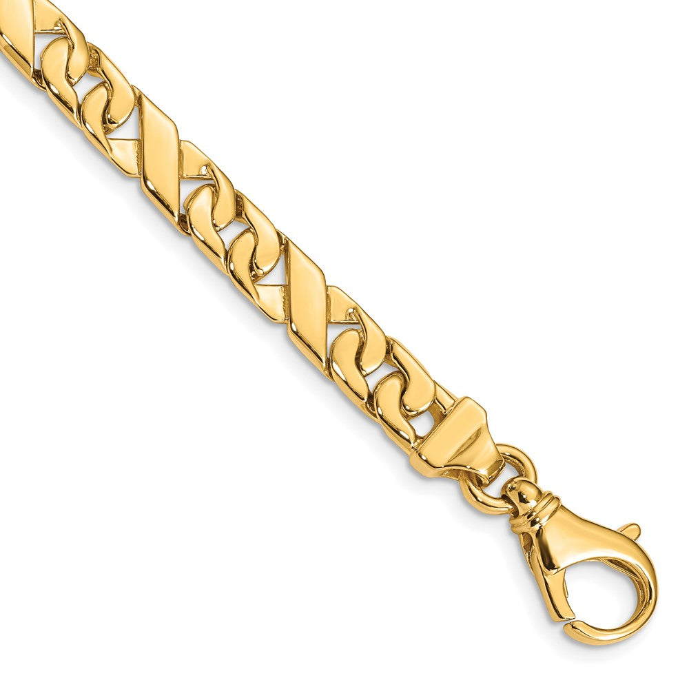 14K 6.7mm Hand Polished Fancy Link with Fancy Lobster Clasp Chain