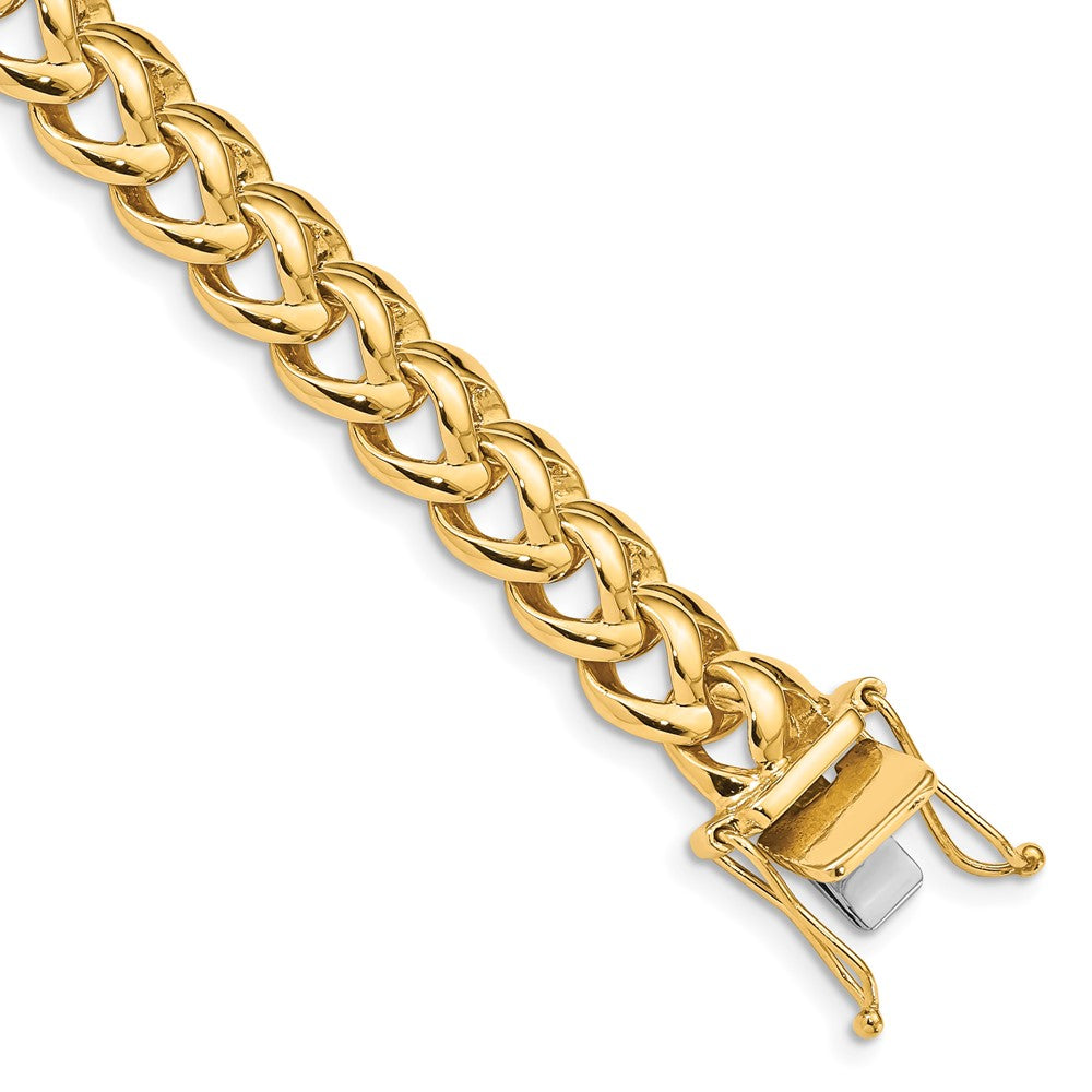 14K 8.6mm Hand Polished Fancy Link with Box Catch Clasp Chain