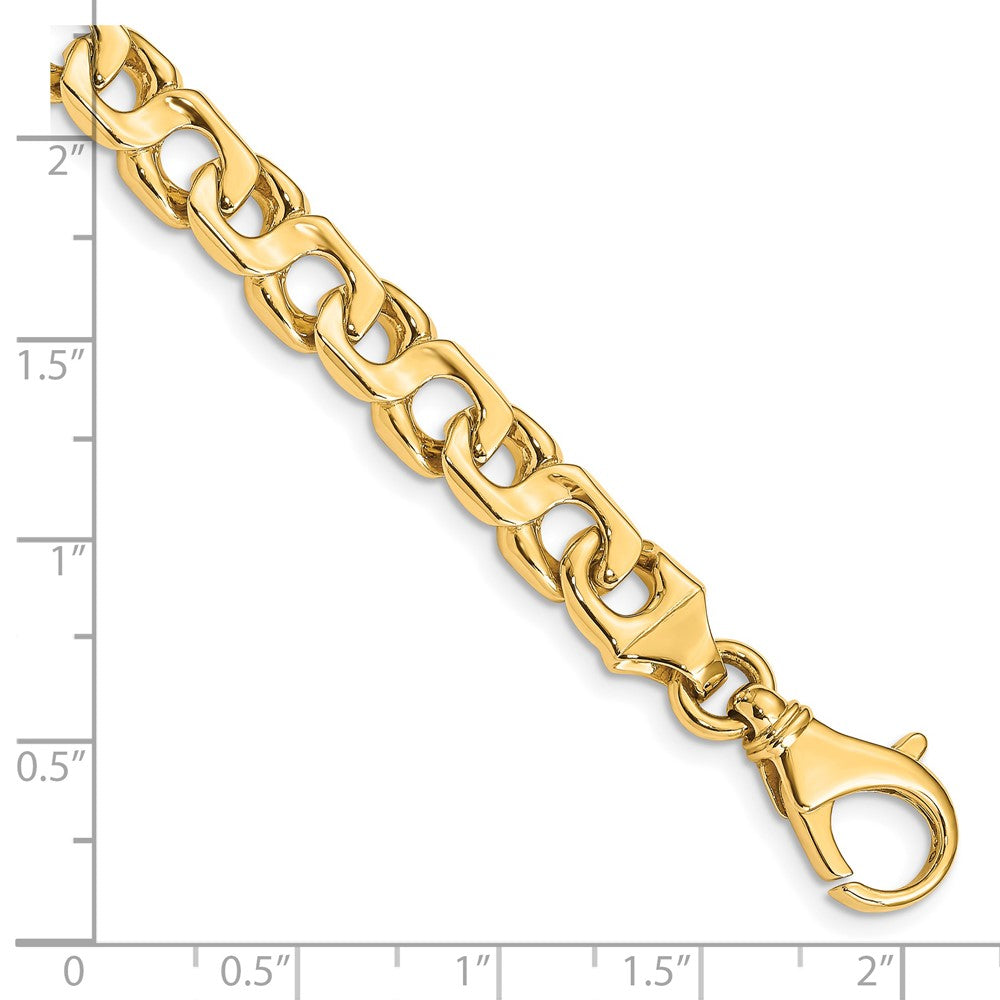 14K 7.4mm Hand Polished Fancy Link with Fancy Lobster Clasp Chain