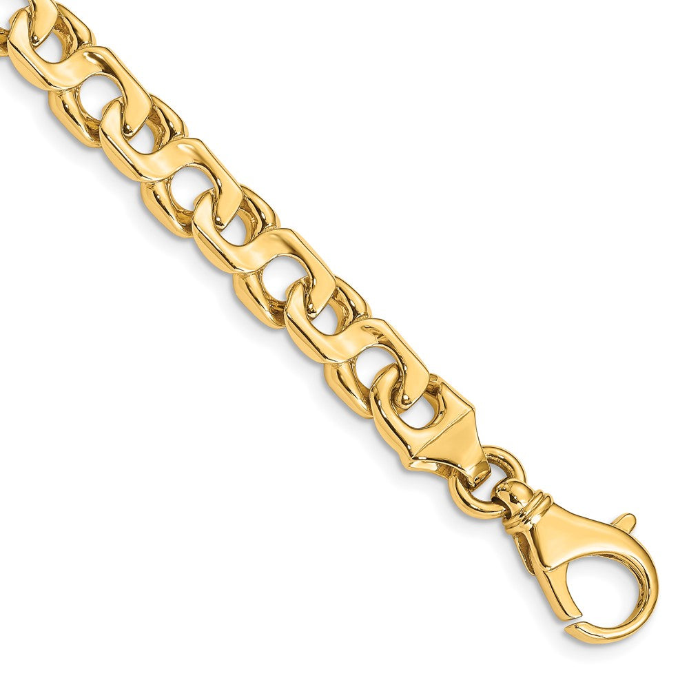 14K 7.4mm Hand Polished Fancy Link with Fancy Lobster Clasp Chain