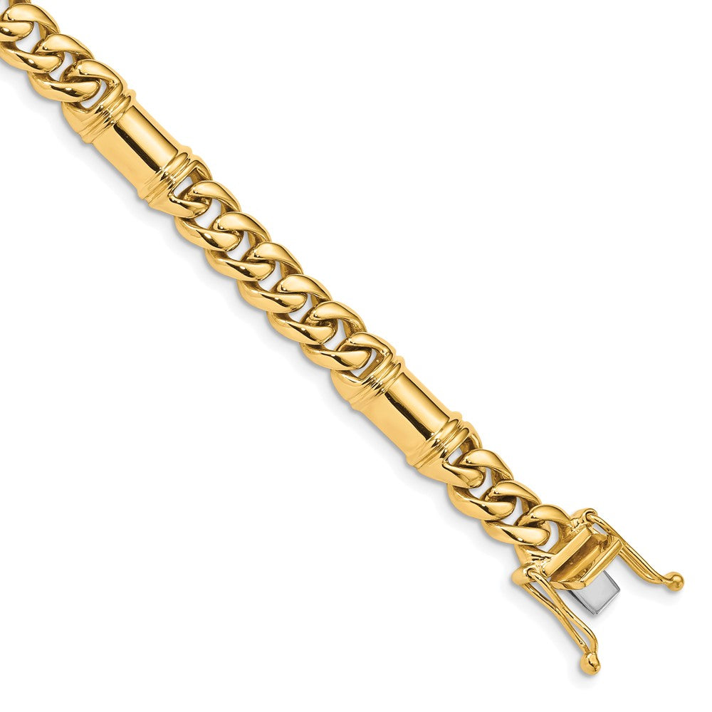 14K 7.5mm Hand Polished Fancy Link with Box Catch Clasp Chain