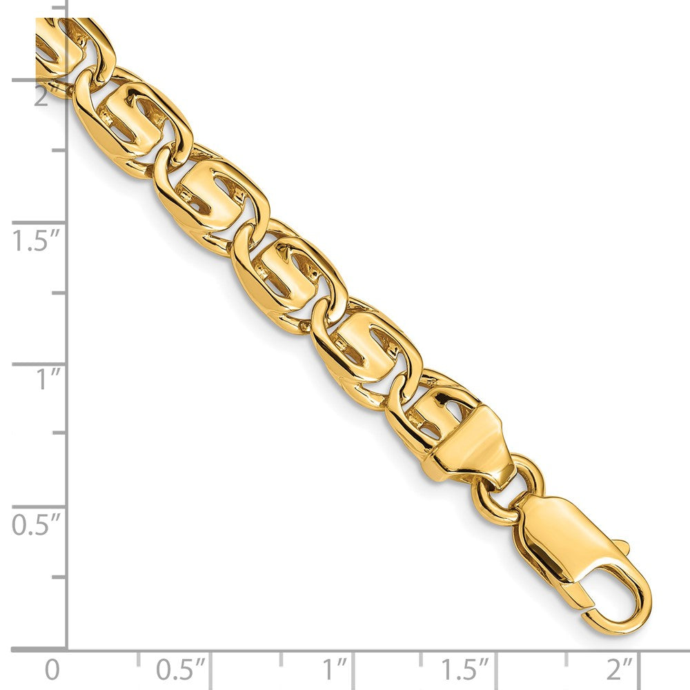 14K 7.5mm Hand Polished Fancy Link with Lobster Clasp Chain